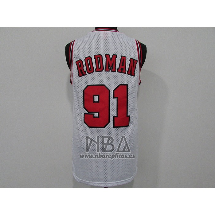 Camiseta Chicago Bulls Dennis Rodman NO 91 Mitchell & Ness 1997-98 Blanco